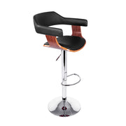 Selina PU Leather Gas-Lift Swivel Kitchen Bar Stool – Black & Wood