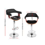Selina PU Leather Gas-Lift Swivel Kitchen Bar Stool – Black & Wood