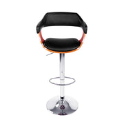 Selina PU Leather Gas-Lift Swivel Kitchen Bar Stool – Black & Wood