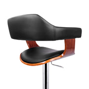 Selina PU Leather Gas-Lift Swivel Kitchen Bar Stool – Black & Wood