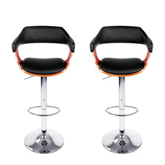 Artiss Set of 2 Wooden Bar Stool - Black and Wood