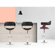 Selina PU Leather Gas-Lift Swivel Kitchen Bar Stool Set of 2 – Black & Wood