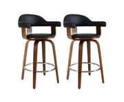 Priscus PU Leather Swivel Bar Stool Set of 2 – Black