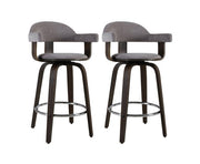 Priscus PU Suede Wooden Swivel Kitchen Bar Stool Set of 2 – Grey
