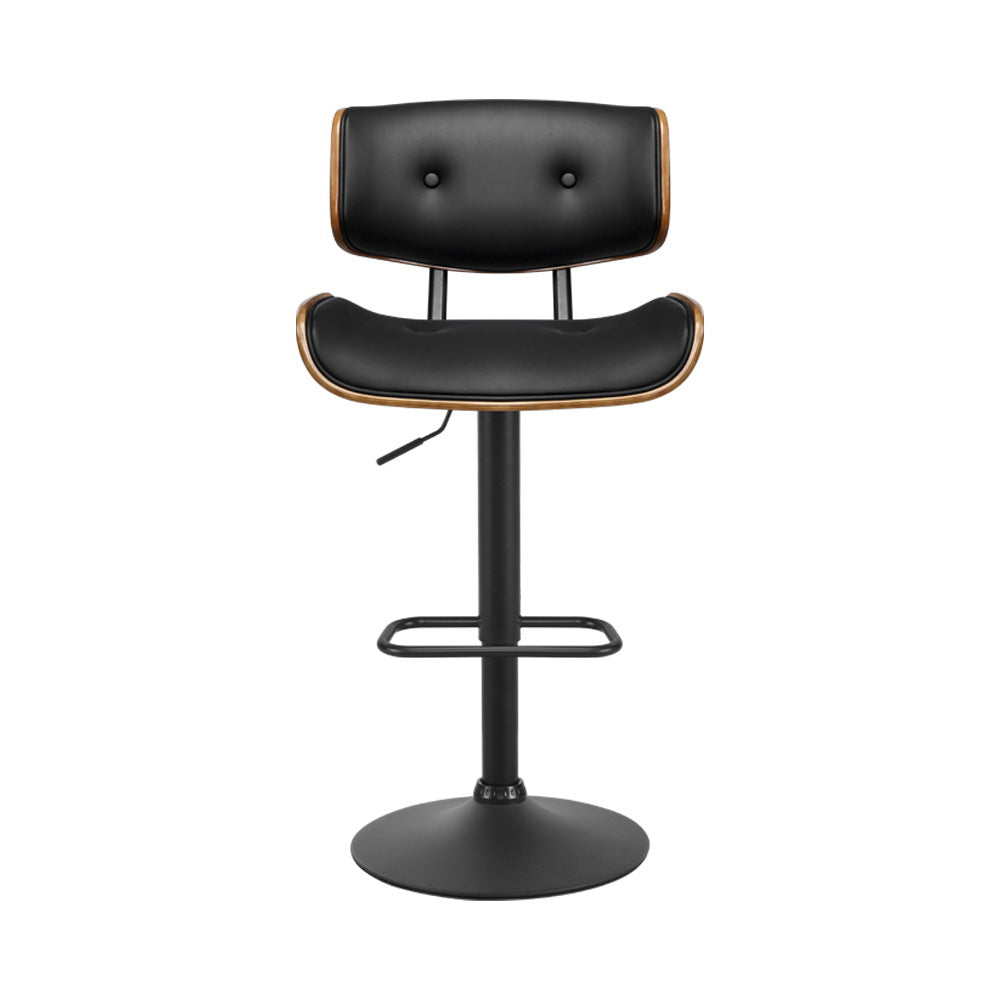 Cherry PU Leather Gas-Lift Swivel Kitchen Bar Stool Set of 4 – Black