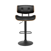 Cherry PU Leather Gas-Lift Swivel Kitchen Bar Stool Set of 4 – Black