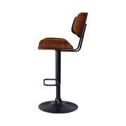 Cherry PU Leather Gas-Lift Swivel Kitchen Bar Stool Set of 4 – Black