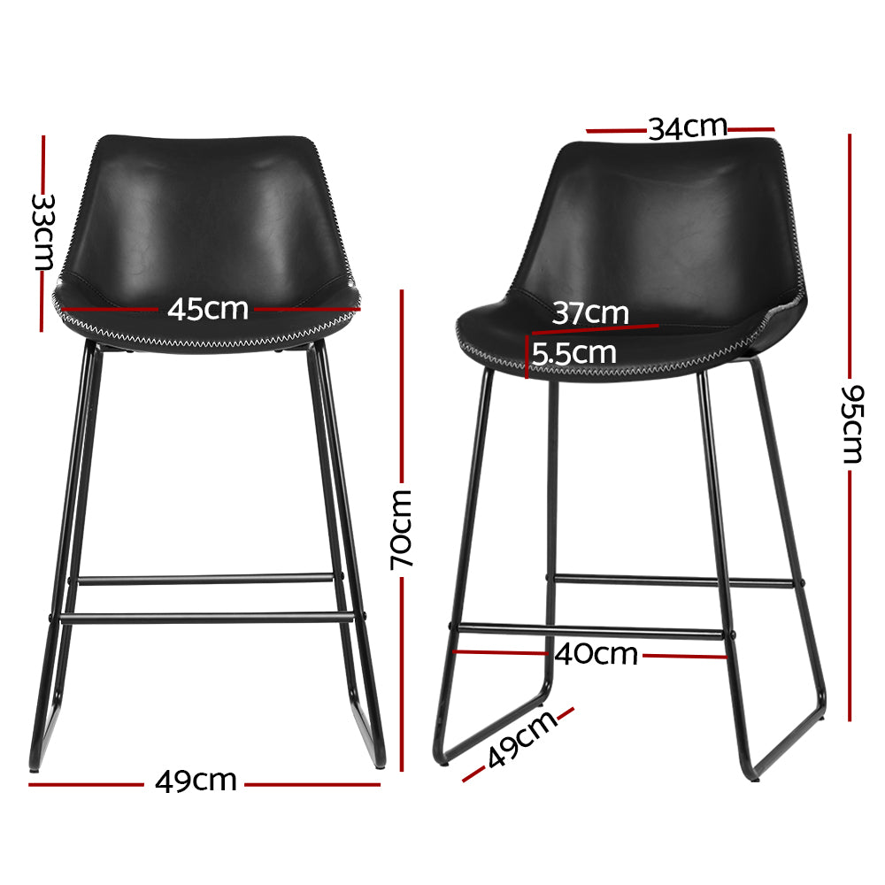 Fenella PU Leather Kitchen Bar Stool Set of 2 – Black