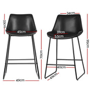 Fenella PU Leather Kitchen Bar Stool Set of 2 – Black