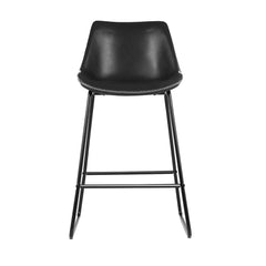 Artiss Set of 2 Bar Stools Kitchen Metal Bar Stool Dining Chairs PU Leather Black