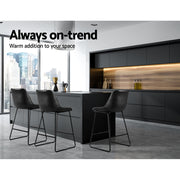 Fenella PU Leather Kitchen Bar Stool Set of 2 – Black