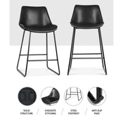 Fenella PU Leather Kitchen Bar Stool Set of 2 – Black