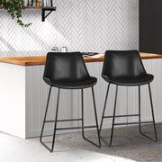 Fenella PU Leather Kitchen Bar Stool Set of 2 – Black