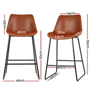 Fenella PU Leather Metal Kitchen Bar Stool Set of 2 – Brown
