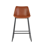 Fenella PU Leather Metal Kitchen Bar Stool Set of 2 – Brown