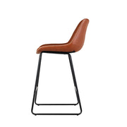 Fenella PU Leather Metal Kitchen Bar Stool Set of 2 – Brown