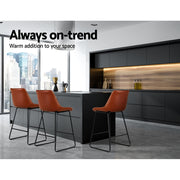 Fenella PU Leather Metal Kitchen Bar Stool Set of 2 – Brown