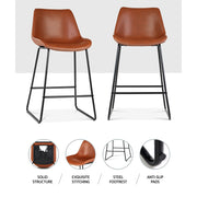 Fenella PU Leather Metal Kitchen Bar Stool Set of 2 – Brown