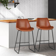Fenella PU Leather Metal Kitchen Bar Stool Set of 2 – Brown