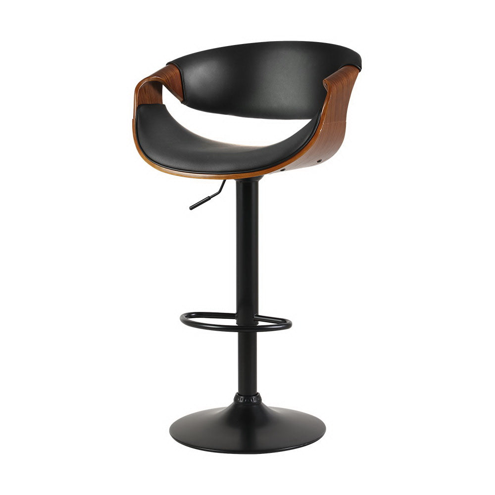 Ambrus PU Leather Gas-Lift Swivel Kitchen Bar Stool – Black
