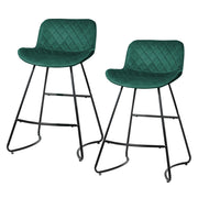 Flavian Velvet Kitchen Bar Stool Set of 2 – Green