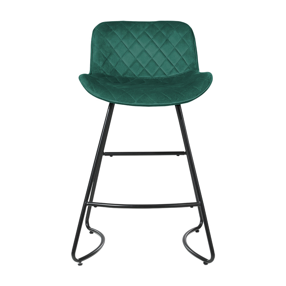 Flavian Velvet Kitchen Bar Stool Set of 2 – Green