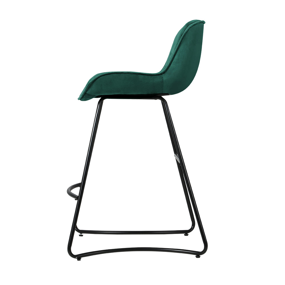 Flavian Velvet Kitchen Bar Stool Set of 2 – Green