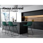 Flavian Velvet Kitchen Bar Stool Set of 2 – Green
