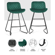 Flavian Velvet Kitchen Bar Stool Set of 2 – Green