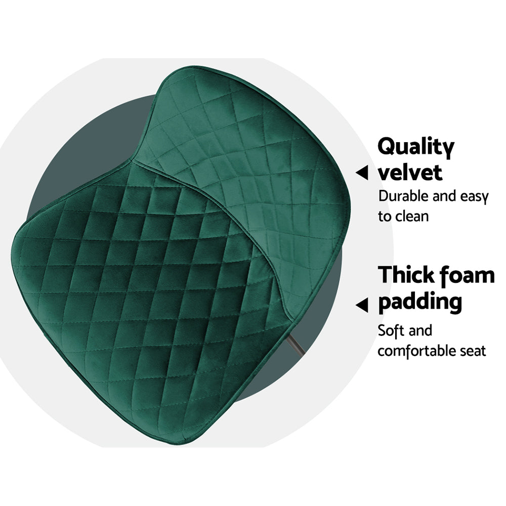 Flavian Velvet Kitchen Bar Stool Set of 2 – Green