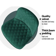 Flavian Velvet Kitchen Bar Stool Set of 2 – Green