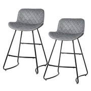 Flavian Velvet Kitchen Bar Stool Set of 2 – Grey