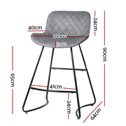 Flavian Velvet Kitchen Bar Stool Set of 2 – Grey
