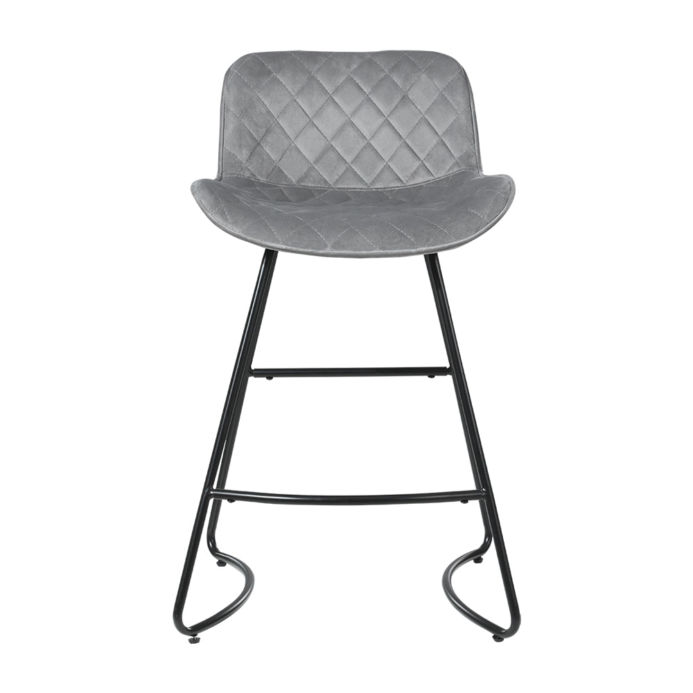 Flavian Velvet Kitchen Bar Stool Set of 2 – Grey