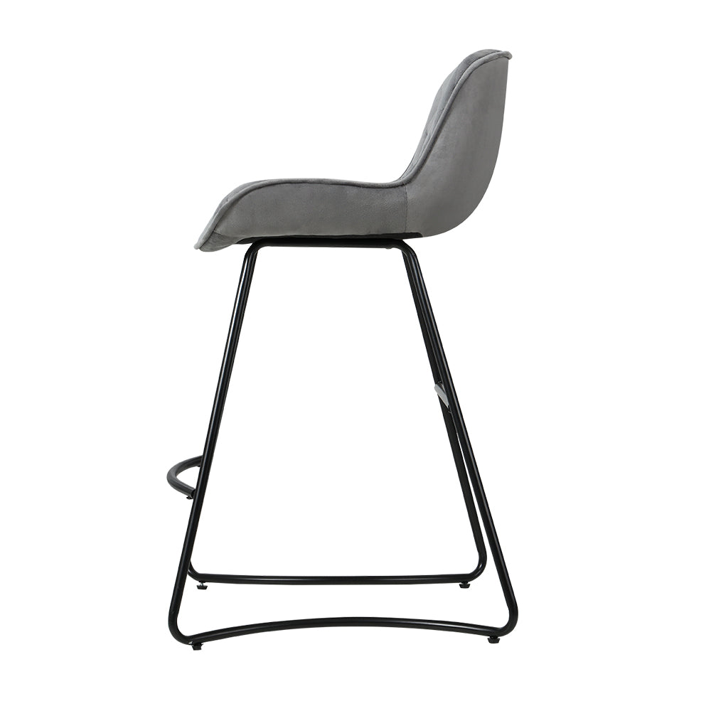 Flavian Velvet Kitchen Bar Stool Set of 2 – Grey