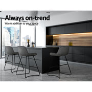 Flavian Velvet Kitchen Bar Stool Set of 2 – Grey