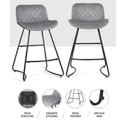 Flavian Velvet Kitchen Bar Stool Set of 2 – Grey