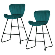 Kristlyn Velvet Kitchen Bar Stool Set of 2 – Peacock Blue