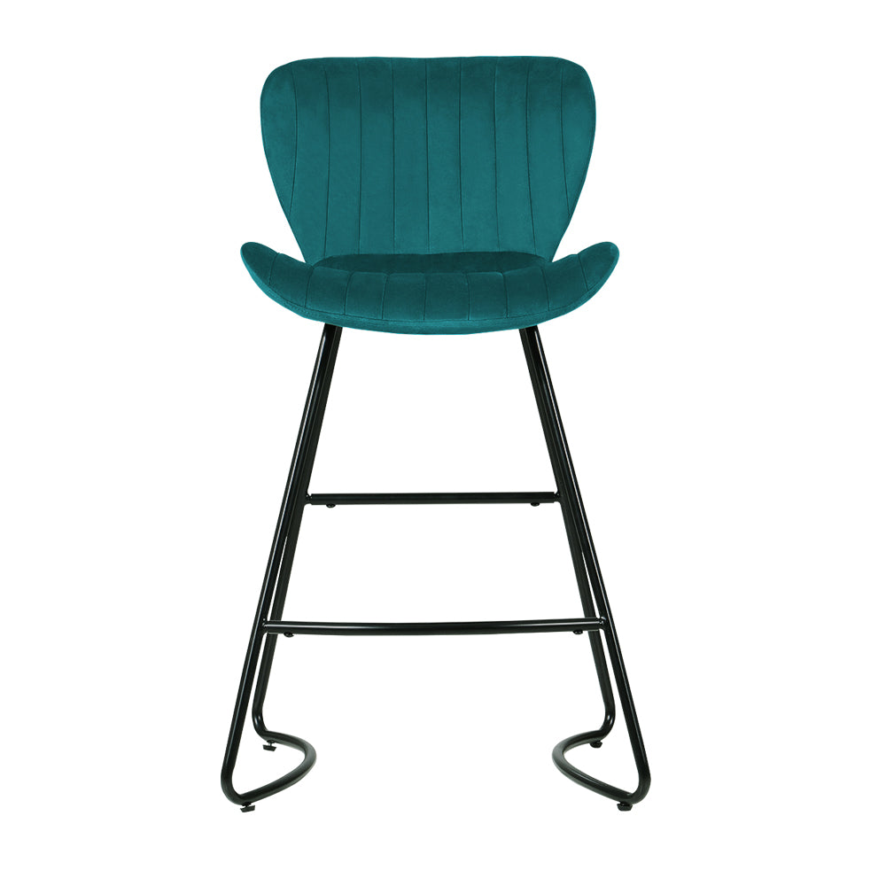 Kristlyn Velvet Kitchen Bar Stool Set of 2 – Peacock Blue