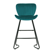 Kristlyn Velvet Kitchen Bar Stool Set of 2 – Peacock Blue
