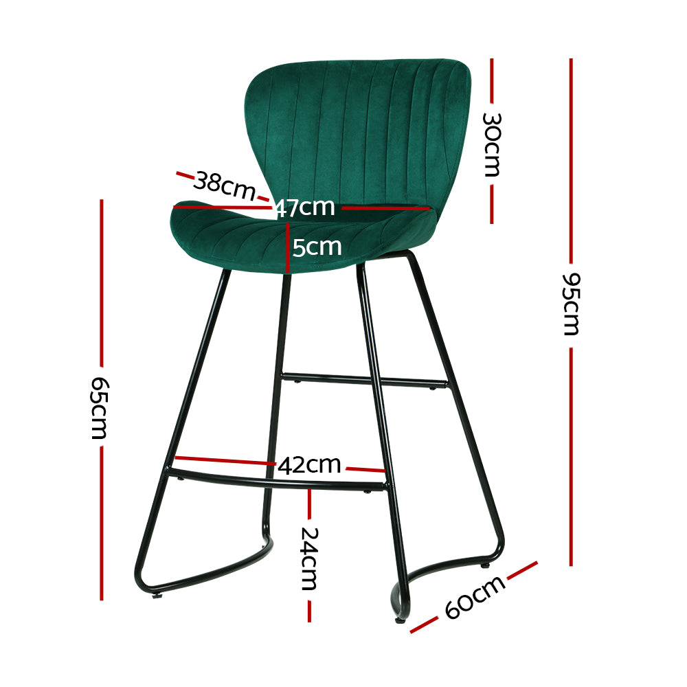 Kristlyn Velvet Kitchen Bar Stool – Green