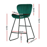 Artiss Bar Stools Kitchen Stool Velvet Dining Chairs Green Barstool Chair Metal