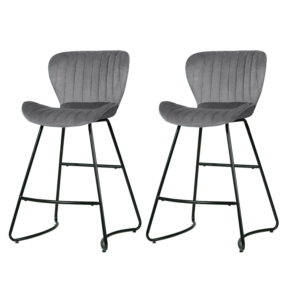 Kristlyn Velvet Kitchen Bar Stool – Grey