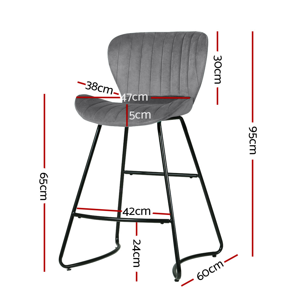 Kristlyn Velvet Kitchen Bar Stool – Grey