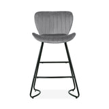 Artiss Bar Stools Kitchen Stool Velvet Dining Chairs Grey Barstool Chair Metal