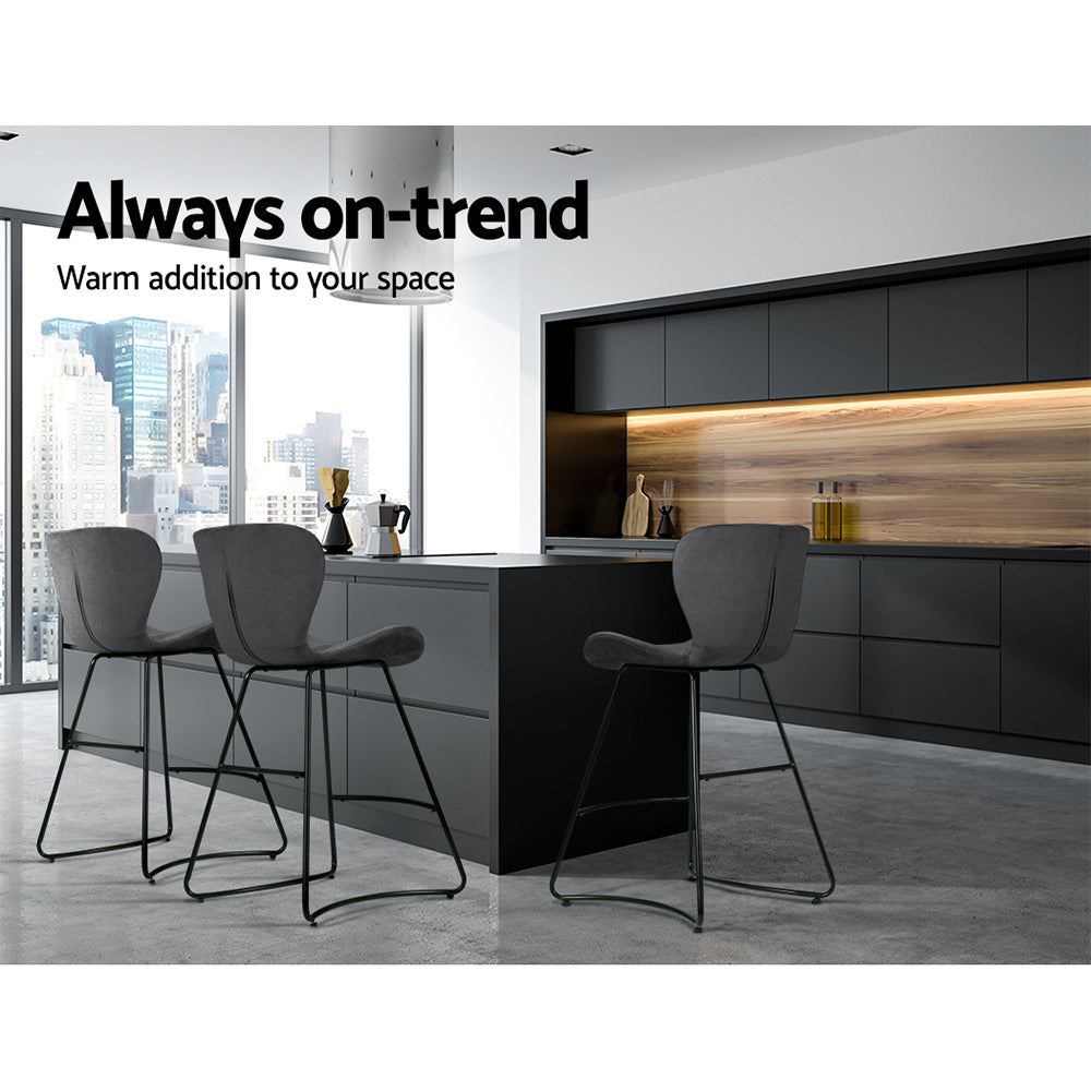 Kristlyn Velvet Kitchen Bar Stool – Grey