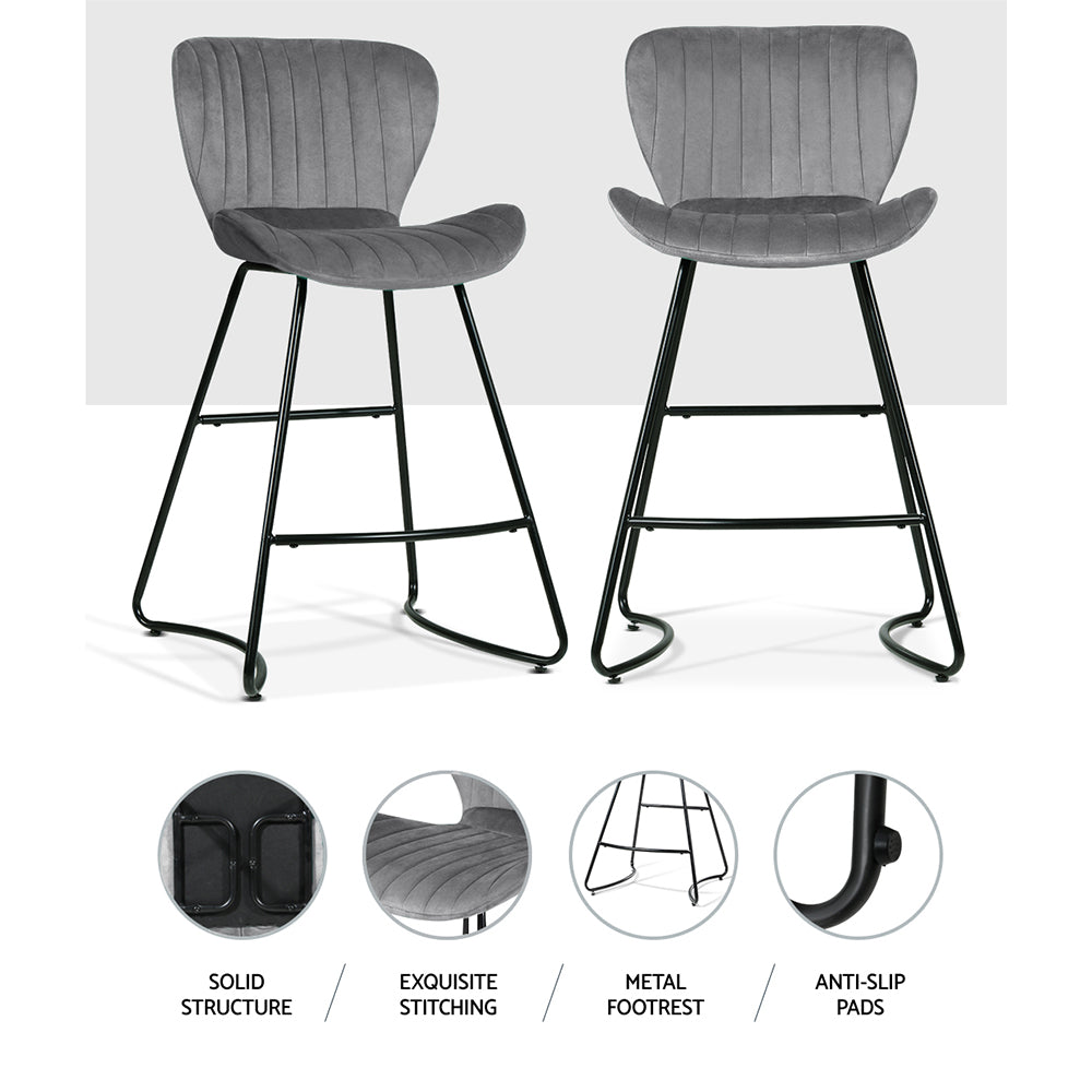 Kristlyn Velvet Kitchen Bar Stool – Grey