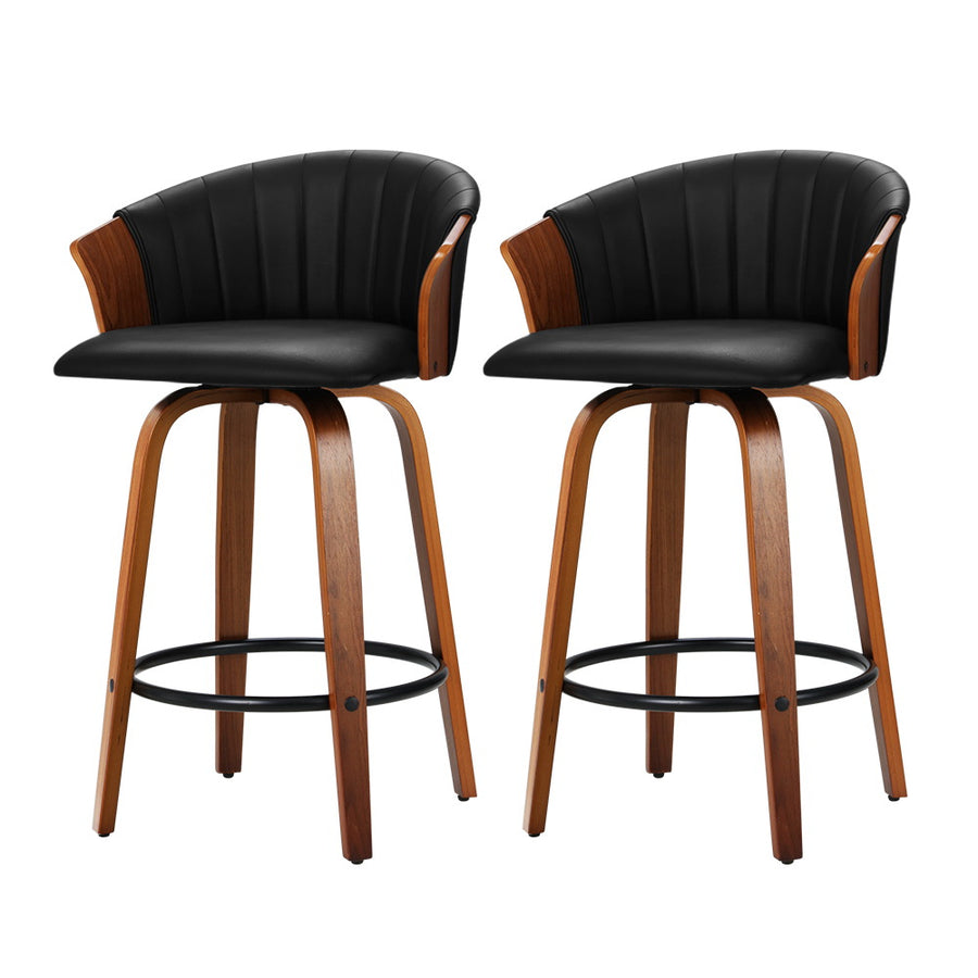 Ricardo PU Leather Swivel Kitchen Bar Stool Set of 2 – Black