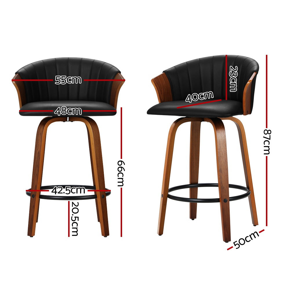 Ricardo PU Leather Swivel Kitchen Bar Stool Set of 2 – Black