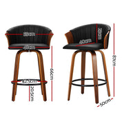 Ricardo PU Leather Swivel Kitchen Bar Stool Set of 2 – Black